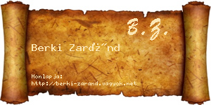 Berki Zaránd névjegykártya